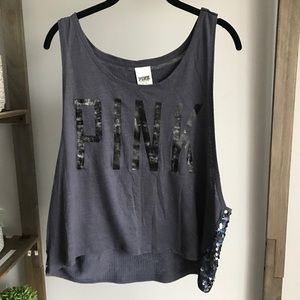Victoria Secret Pink Blue Full Sequin Tank Top
